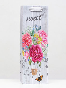 Цена за 12 шт. Пакет ламинированный под бутылку Букет цветов 12?36?9