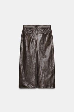 FALDA CORTA PIEL 100% ZW COLLECTION LIMITED EDITION / Marr?n