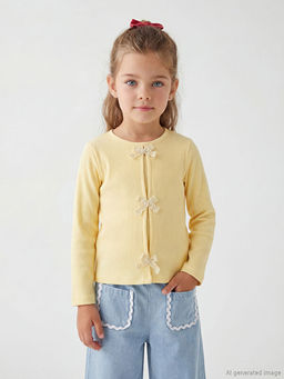 Bisiklet Yaka Fiyonk Detayl? K?z ?ocuk Ti??rt