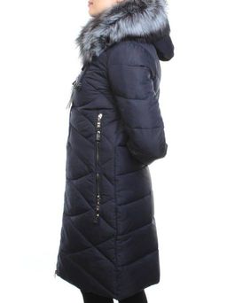 AZ1819HM DK. BLUE Пальто женское зимнее (холоффайбер, натуральный мех чернобурки) - Фабричный китай фото 9
