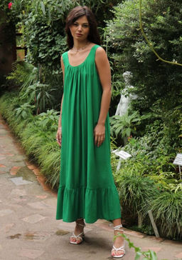 Платье Мальдивы для пляжа и фотосъёмки в зелёном цвете