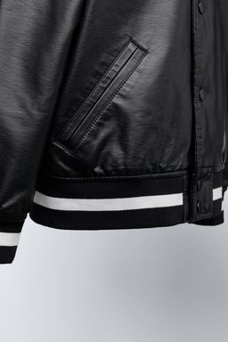 FAUX LEATHER BOMBER JACKET WITH EMBROIDERED TEXT - Zara фото 6