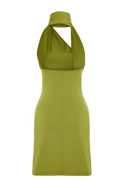 TRENDYOLMILLA Yag Yesil Vucuda Oturan Gul Detayl? Orme K?sa S?k Abiye Elbise TPRSS24EL00095  фото 9