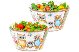 Набор 2 салатников 600 мл 13*13*7,5 см Совушки NEW BONE CHINA