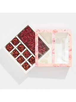 Цена за 5 шт. Коробка под 8 конфет и шоколад с ячейками Розовые цветы 18 х 18 х 4 см - Дарите счастье фото 6