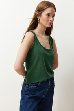 Yesil Relaxed/Rahat Kal?p Havuz Yaka S?rt Detayl? Orme Bluz TWOSS24BZ00451 - Trendyolmilla фото 3