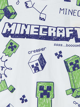 Bisiklet Yaka Minecraft Bask?l? Erkek ?ocuk Ti??rt