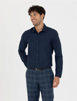 Lacivert Slim Fit Uzun Kollu G_mlek