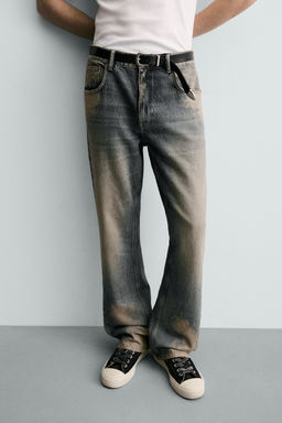 JEANS FLARE FIT LAVADO MANCHAS / Azul tinta - Zara фото 5