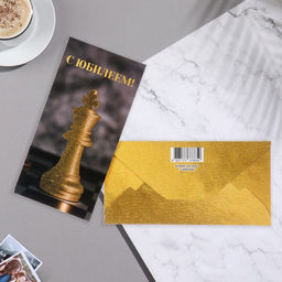 Цена за 10 шт. Конверт для денег С Юбилеем! глиттер, золотой тон, 8,5х17 см - Simaland фото 2