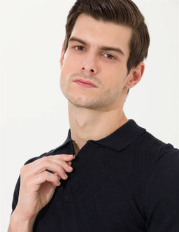 Lacivert Slim Fit D__meli Polo Yaka Triko Kazak - Pierre cardin фото 2