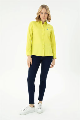 Женская неоново-желтая базовая рубашка с длинным рукавом Неожиданная скидка в корзине - U.s. polo assn фото 4