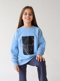 Свитшот MIRACLE голубой, КОШКА - Inzibe фото 2