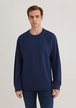 Uzun Kollu Lacivert Tisort - Mavi фото 4