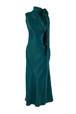 Zumrut Yesili Duz Dokuma Saten Midi Astars?z S?k/Gece Elbise - Trendyolmilla фото 5