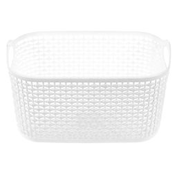 Домашняя мода Корзина пластмассовая для хранения Оренбургская сеточка 17х11,5см h8,5см, с ручками, белый (Китай)