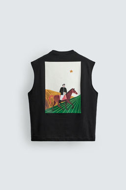 CAMISETA TANK RELAXED FIT GR?FICO CUADRO / Negro