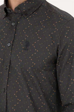 Мужская рубашка антрацитового цвета с длинным рукавом - U.s. polo assn фото 7