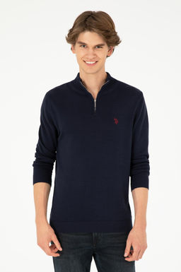 Мужской темно-синий базовый свитер