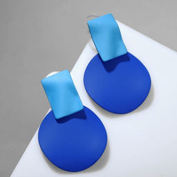 Серьги металл Яркость геометрия, мятый квадрат, цвет синий