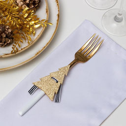 Цена за 2 шт. Набор для декора столовых предметов Доляна. Ёлка, 4 шт., цвет золото, 5?7.5 см