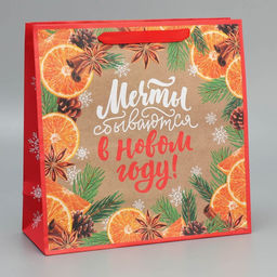 Пакет крафтовый квадратный Мечты, 30 30 12 см