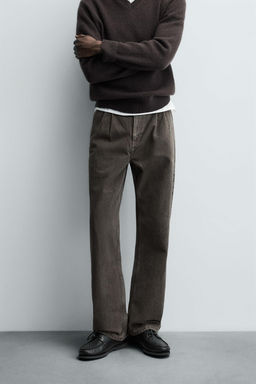 STRAIGHT FIT PLEATED JEANS - Zara фото 8