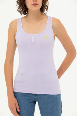 U. S. Polo Assn Женская сиреневая базовая футболка без рукавов с круглым вырезом - U.s. polo assn фото 6