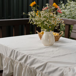 Скатерть прямоугольная с рюшами Чистый хлопок, 100% хлопок ВБ Размер без рюши 110х150 - Традиция фото 4