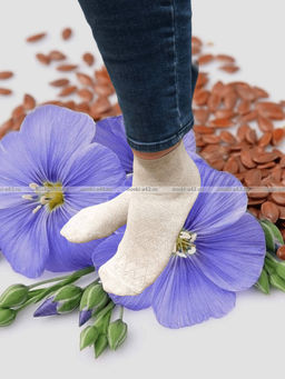 Цена за 5 пар.5 ПАР - Носки женские Белорусский лен с крапивой ажурные