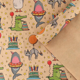 Цена за 2 шт. Бумага упаковочная крафтовая «Праздничные животные», 1 лист, 70 х 100 см