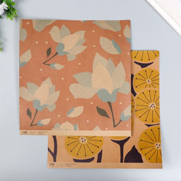 Цена за 5 шт. Бумага для скрапбукинга двусторонняя крафт Цветы, плотность 180 г, 30.5?32 см