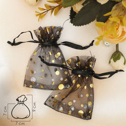 Цена за 100 шт. Мешочек подарочный «Пузырьки», 7×9 см, ( ± 1 см), цвет чёрно-золотой