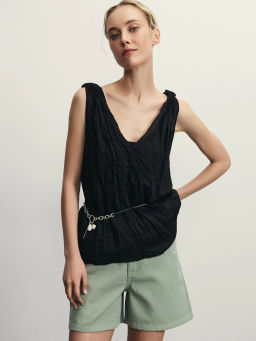 Джинсовые шорты baggy с резинкой в поясе / Zarina