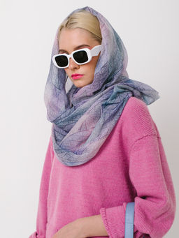 Большой, мягкий, тонкий и очень нежный двусторонний палантин с рисунком в стиле арт-деко - Tantino фото 8