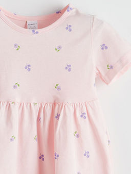 Bisiklet Yaka ?i?ekli K?z ?ocuk Elbise