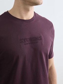 Bisiklet Yaka Bask?l? Penye Erkek Ti??rt