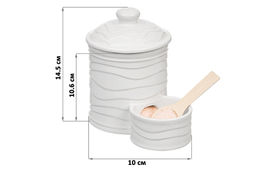 Банка д/соли 15,5*10*14,5 см 500 мл Айсберг волны + деревянная ложка + крышка - Elan gallery фото 19