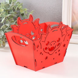 Корзинка-шкатулка для подарков «Мордочка дракона», красный, 18×12×14.5 см, (набор 5 деталей)