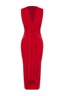 K?rm?z? Vucuda Oturan Drapeli Orme S?k Abiye Elbise TPRSS24EL00161 - Trendyolmilla фото 7