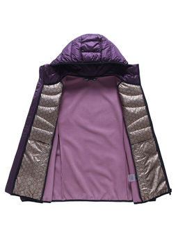 Куртка женская гибридная стёганая с капюшоном с графеновой подкладкой темно-фиолетового цвета 9626_1TF