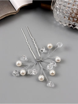 Цена за 6 шт. Шпилька для волос «Эмилия», шарики ассорти, 9×7 см, белая, прозрачная