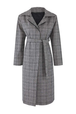 Cok Renkli Ekose Desenli Mono Kapama Uzun Oversize Kaban TWOAW26KB00049