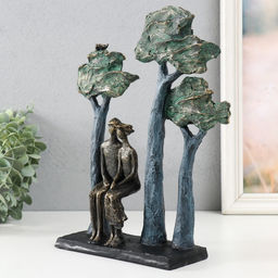 Фигурка полистоун Двое в парке. Посидим, под металл, 23.4?7.4?29.8 см