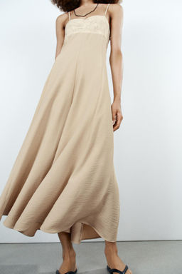 VESTIDO MIDI TIRANTES COMBINADO / Crudo - Zara фото 4