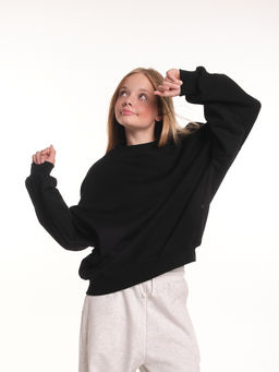 Толстовка оверсайз для девочки 22-2017 черный - Mini maxi фото 17