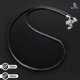 Цена за 10 шт. Шнурок нейлоновый d=2мм, канатное плетение, 45см, цвет чёрный