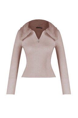 Pudra Polo Yaka Suni Kurk Detayl? Triko Kazak TWOAW24KZ00204 - Trendyolmilla фото 6