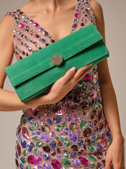 Клатч замшевый Deboro 30477 зеленый изумруд