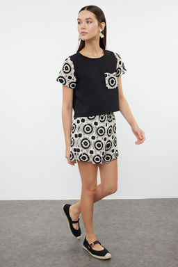 Lacivert Ince Pamuklu Krose Orgu Detayl? Sort TWOSS24SR00226 - Trendyolmilla фото 2